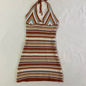 COTTON ON Women's Twiggy Knit Halter Mini Dress Brown Size XXS